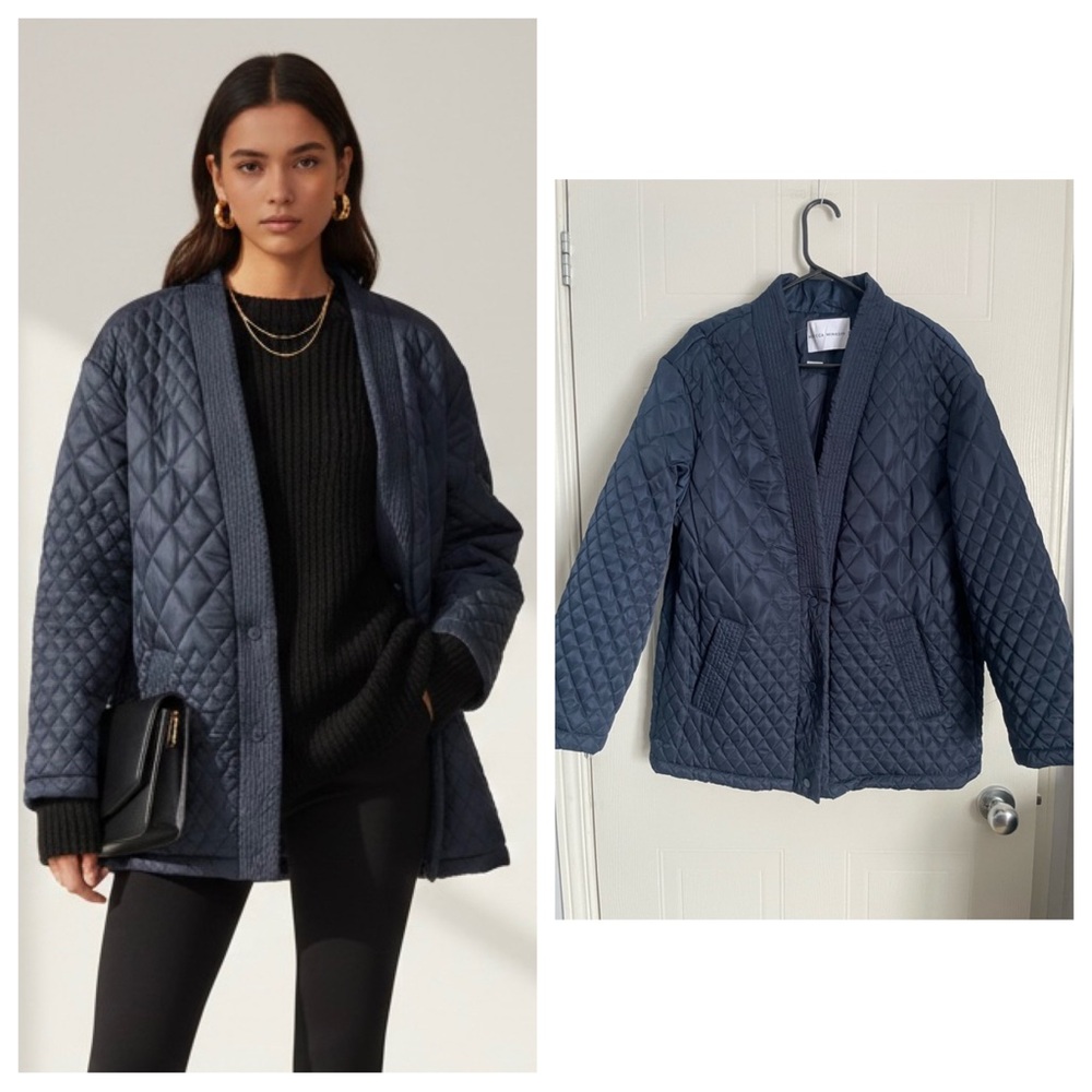 Blue Quilted Jacket M Rebecca Minkoff Lightweight Classic Preppy Coat